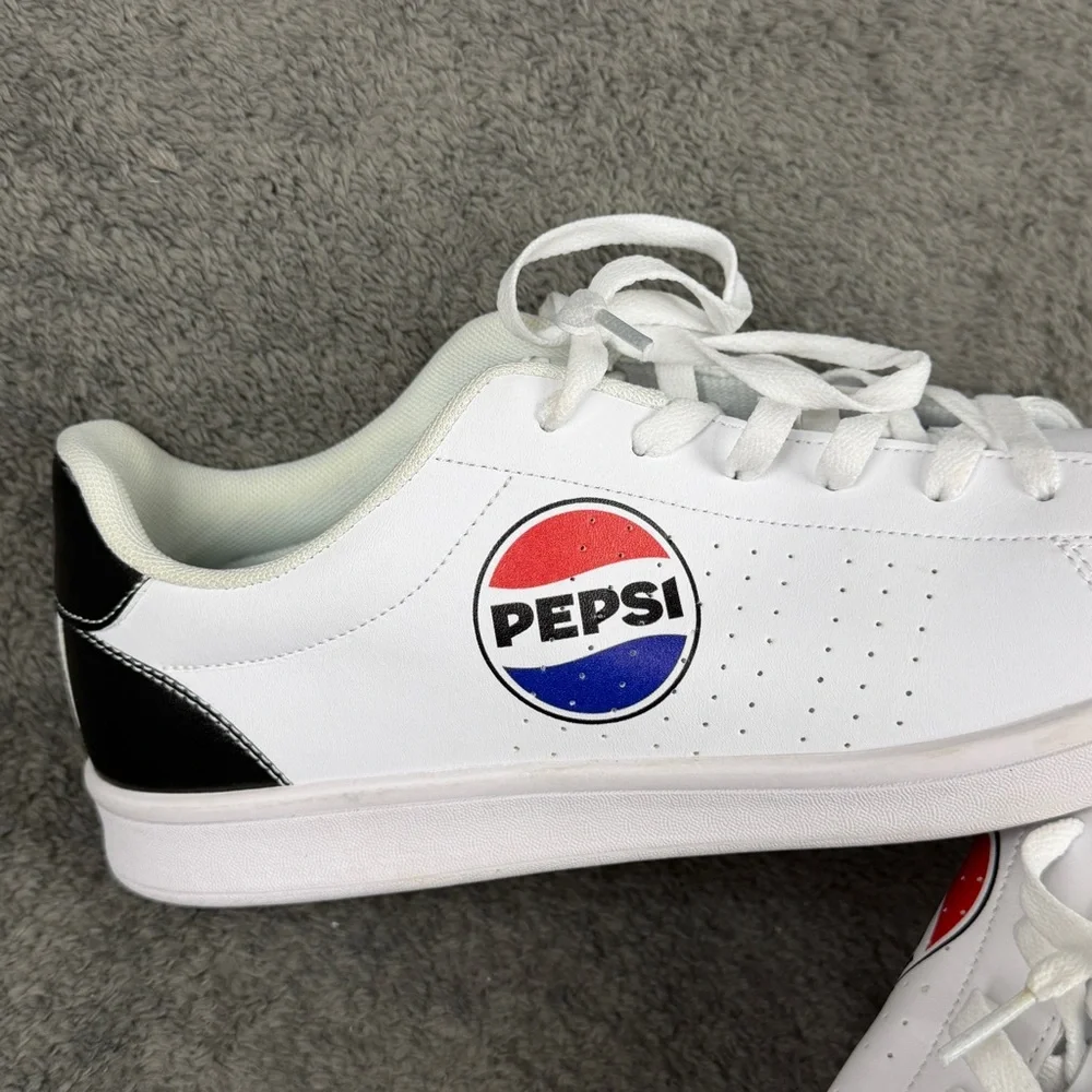 PEPSI Shoes Men’s 12 White Sneakers Lace Up Casual Athletic Retro Tennis Logo - Picture 7 of 12